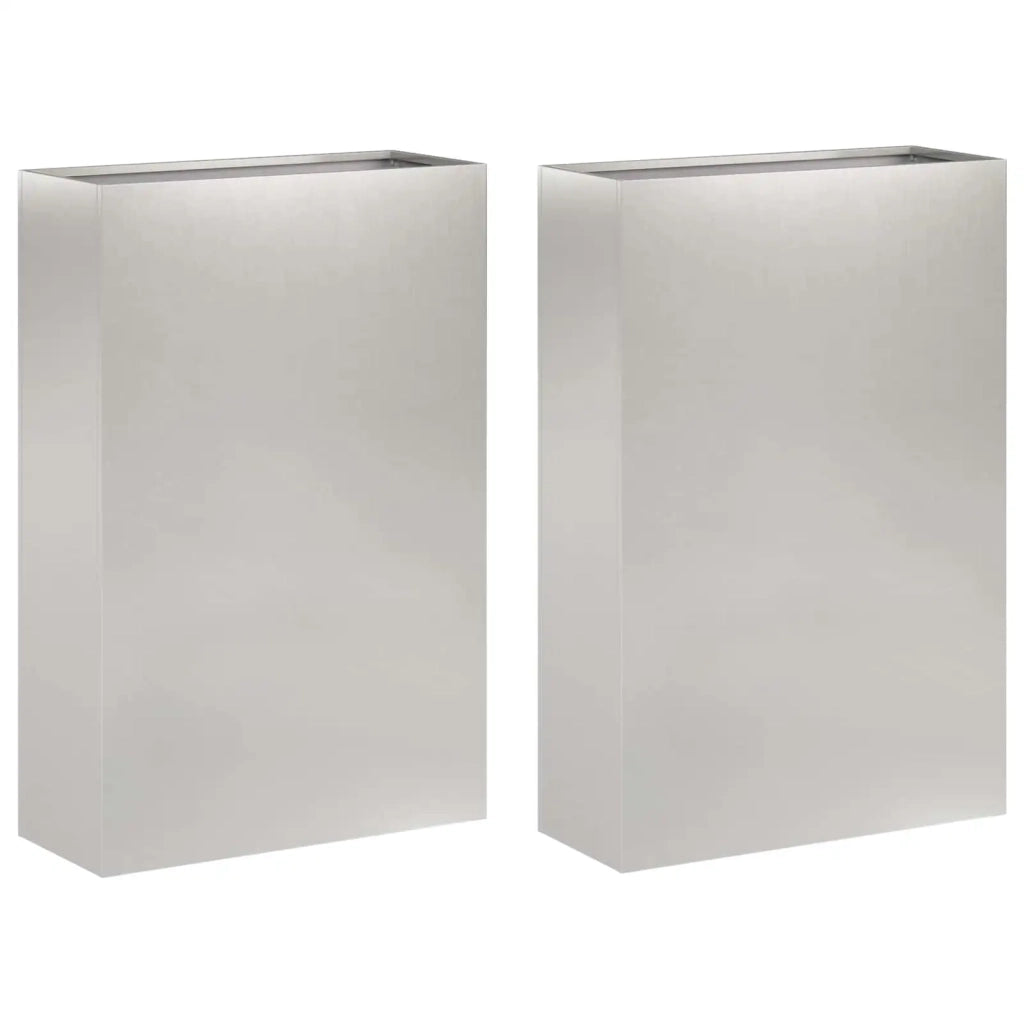 Vaso da giardino 2 pz Argento 50 x 20 x 75 cm Acciaio Inox 8005465