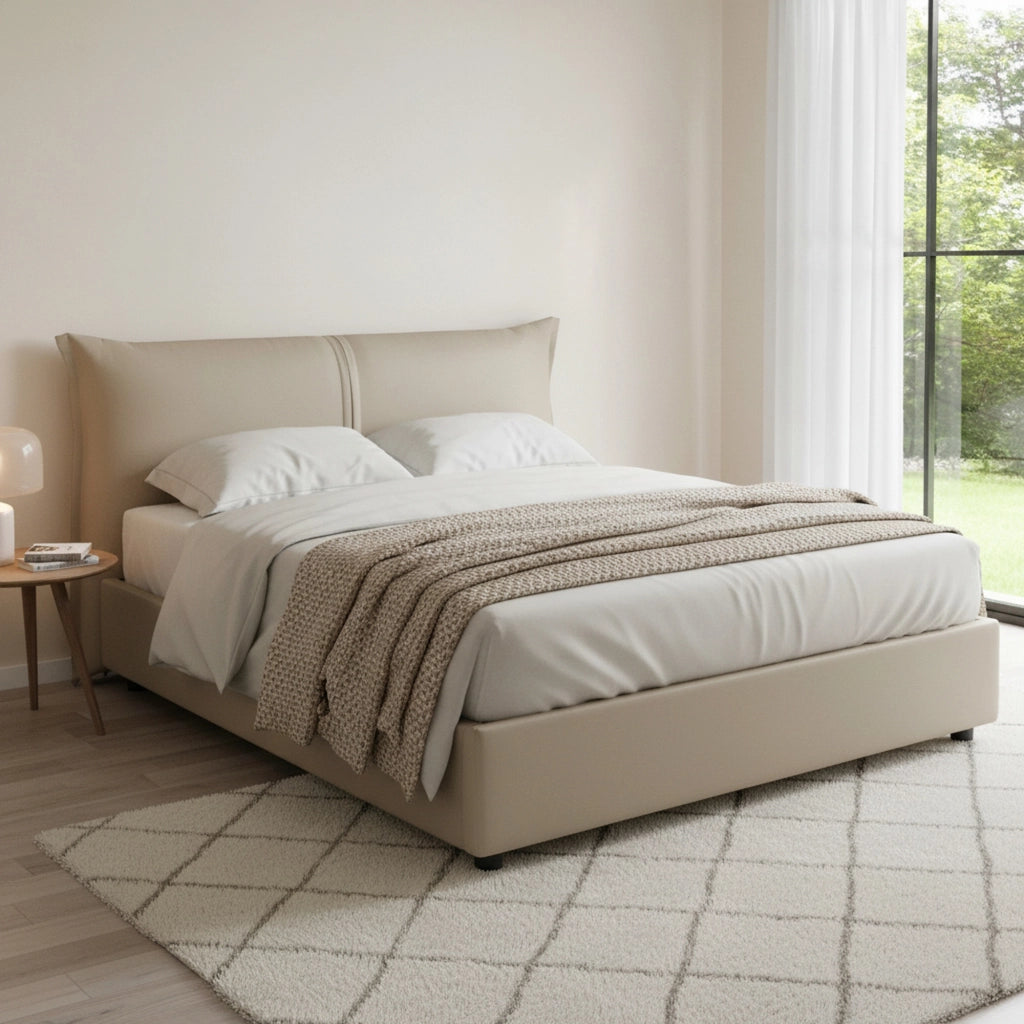 Letto Matrimoniale Abarat, Letto Matrimoniale Sfoderabile Made in Italy, Grigio Tortora\
