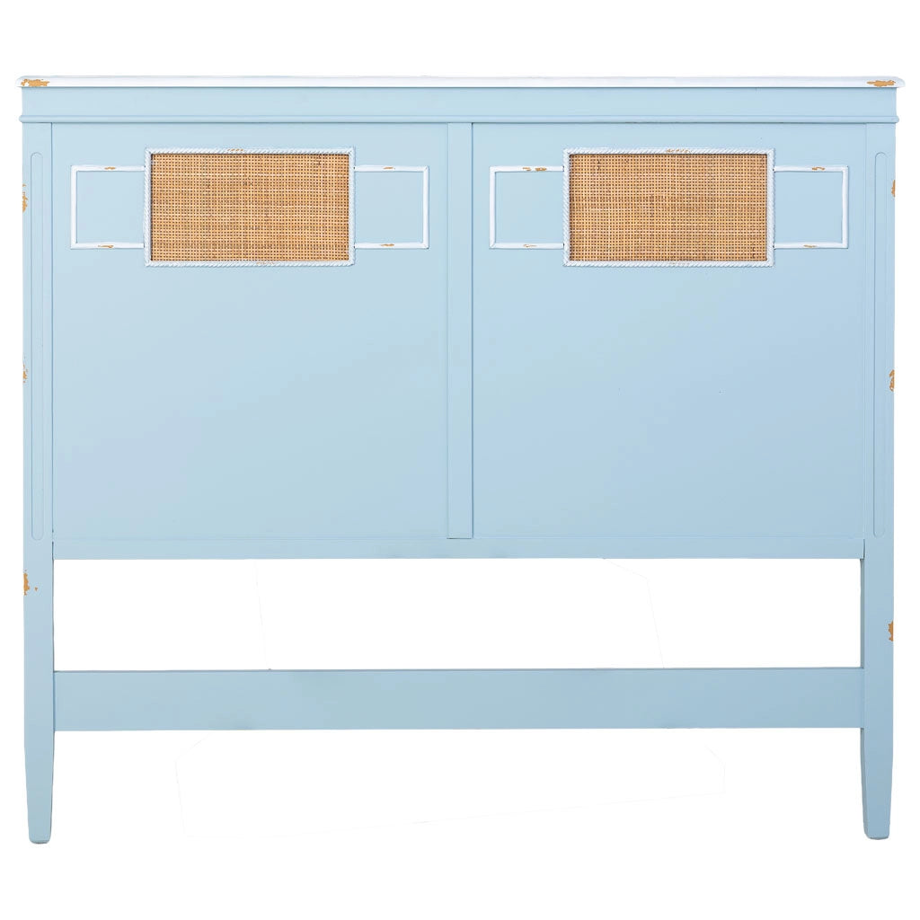 Testiera in legno con griglia blu 150x6x130