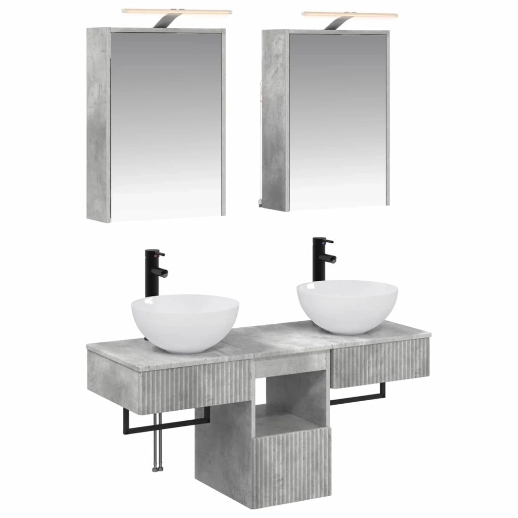 Set di Armadi da Bagno 5 pcs Grigio Cemento 43 x 16 x 62,5 cm 3406282