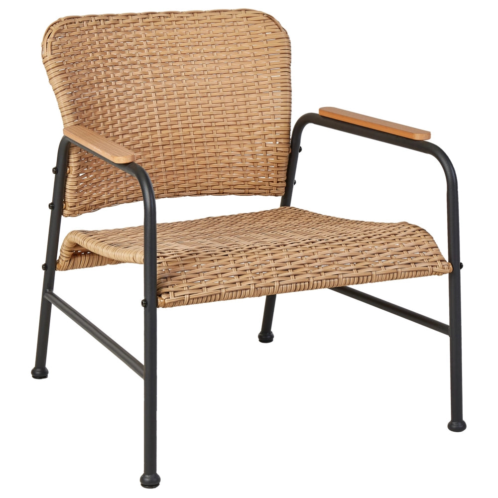 Set di divani da giardino a 4 posti in rattan naturale PE Telaio in acciaio Gambe nere 2 posti a sedere 2 poltrone Tavolino da caffè