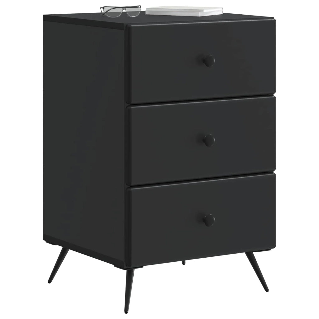 Comodino | Armadio da Notte | Mobiletto da notte Nero 43 x 41 x 66,5 cm Legno ingegnerizzato