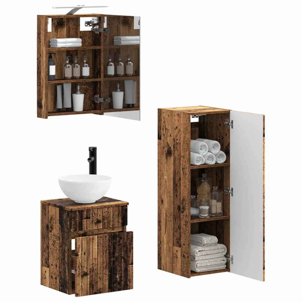 Set di mobili per il bagno 4 pcs Legno antico 3407461