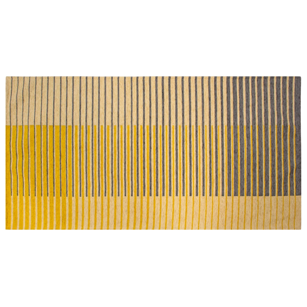 Tappeto Arredo Moderno Morbido in Ciniglia Ingresso Antiscivolo Prodotto Italiano  Soggiorno Camera Salotto Disegni Piazzati Cotone Varie Misure Grande Neon/Senape - 65x115 cm