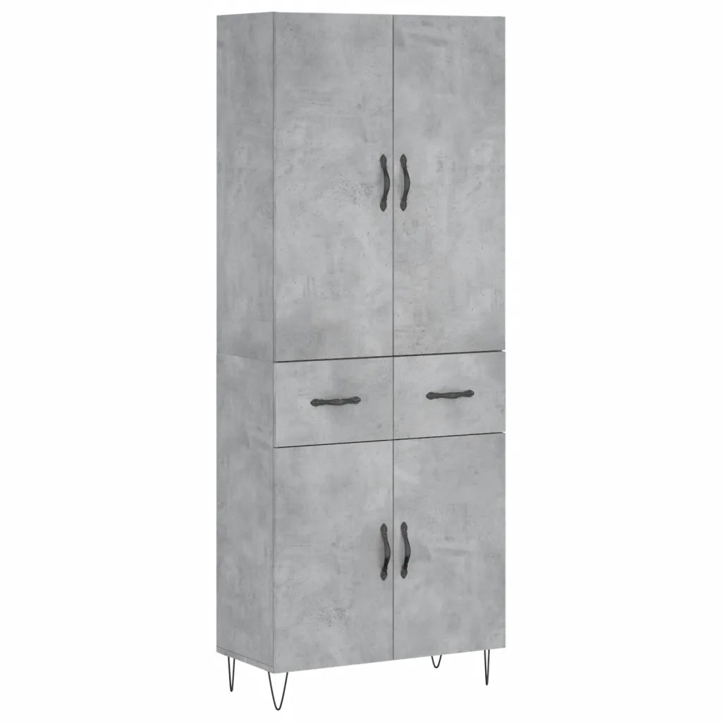 Credenza-Buffet-Armadio da cucina Grigio Cemento 69,5x34x180 cm in Legno Multistrato 441661