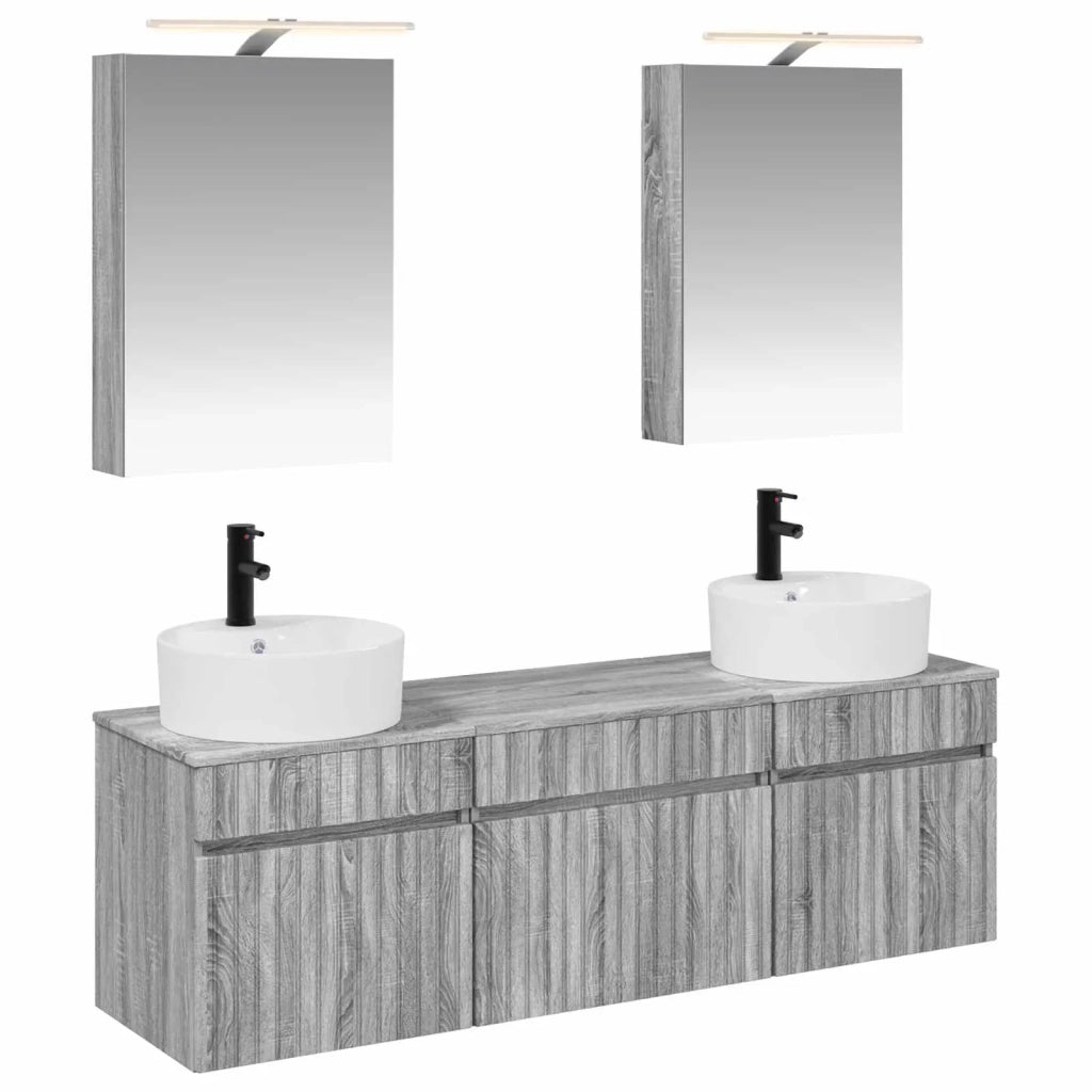 Set di Armadi da Bagno 5 pcs Sonoma grigio 50 x 14,5 x 70 cm 3406596
