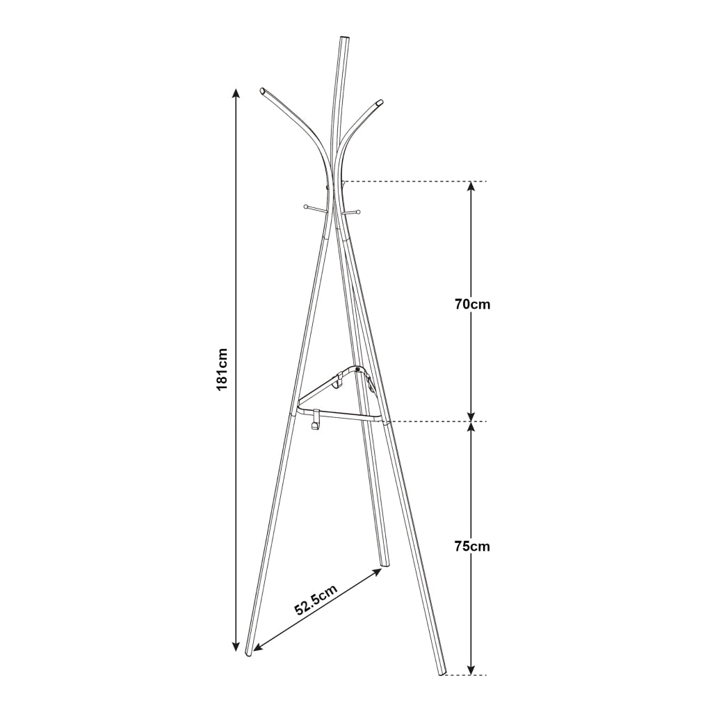 Appendiabiti da Terra Vevelstad in Acciaio Altezza 181 cm - Nero [en.casa]