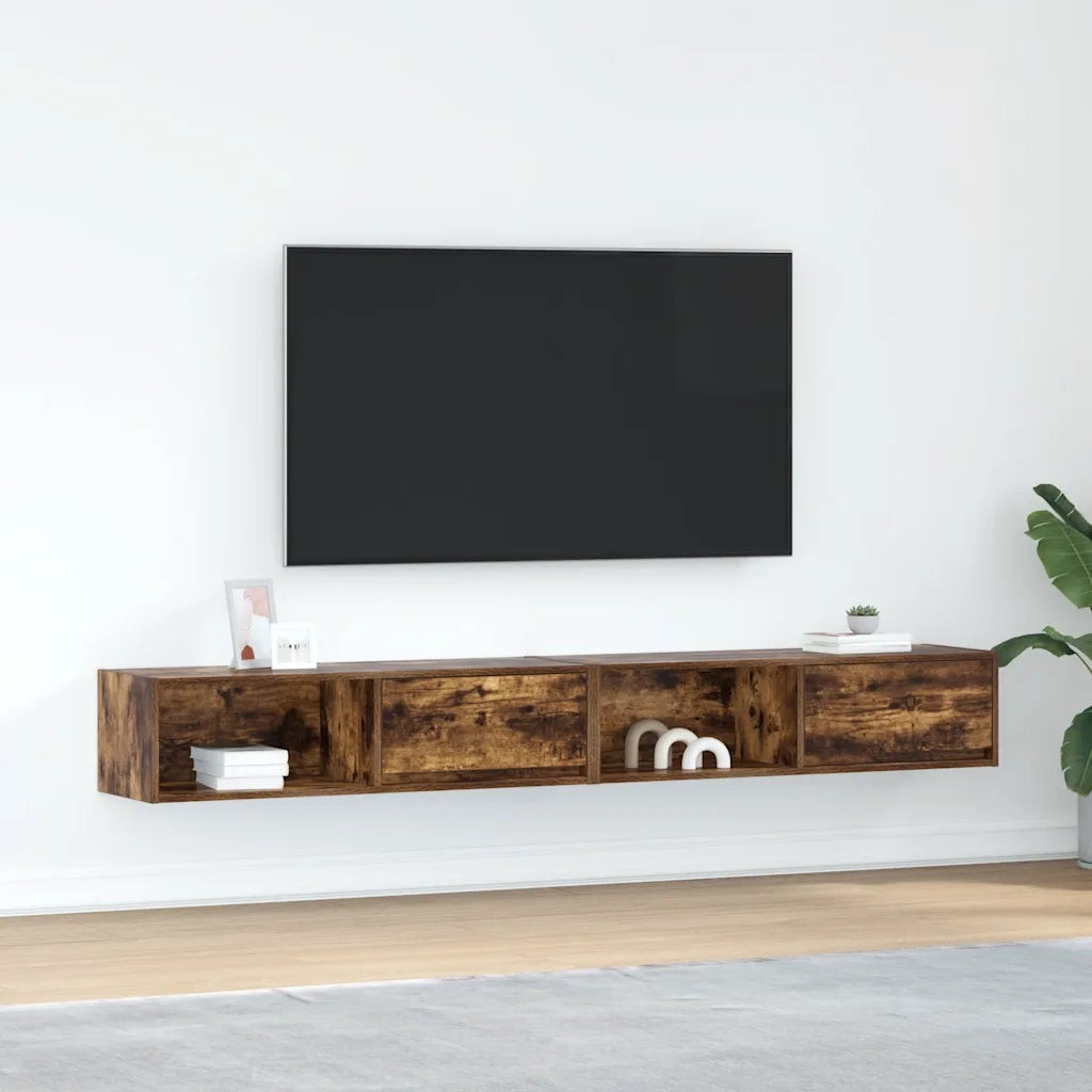 Mobili TV 2 pz Rovere Fumo 100x31x25,5 cm Legno Multistrato 861481