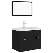 Set Mobili da Bagno | Armadio da bagno Nero in Legno Multistrato