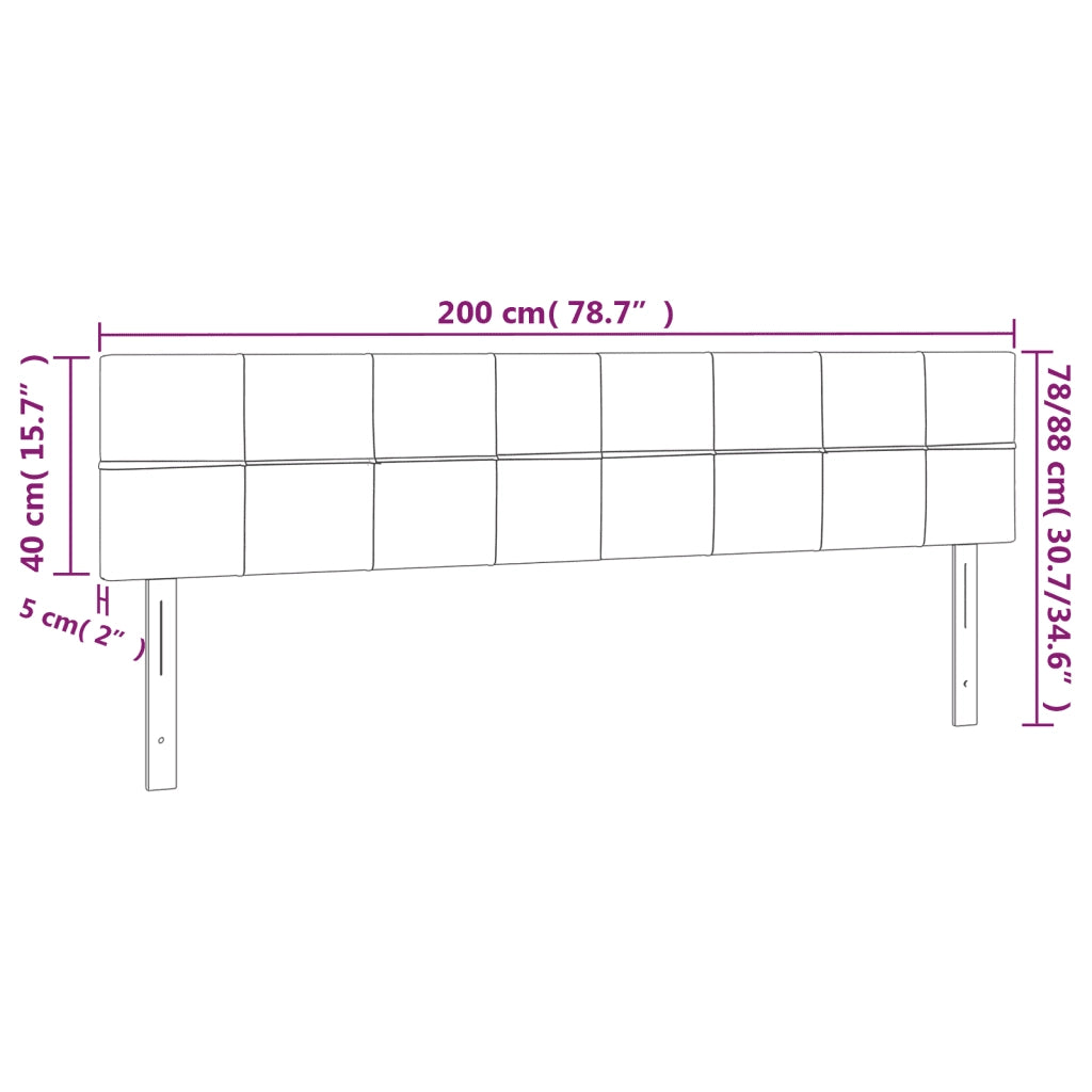 Testiera a LED-Testata con LED Crema 200x5x78/88 cm in Tessuto 339600