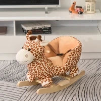 Cavallo a Dondolo in Legno Giraffa per i Bambini 60x33x45cm