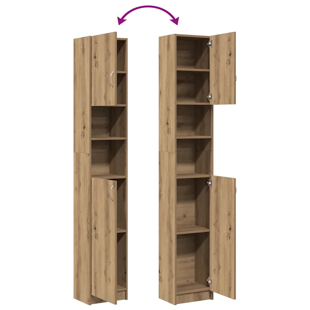 Mobiletto da bagno artigianale in rovere 32x25,5x190 cm in legno ingegnerizzato 856049