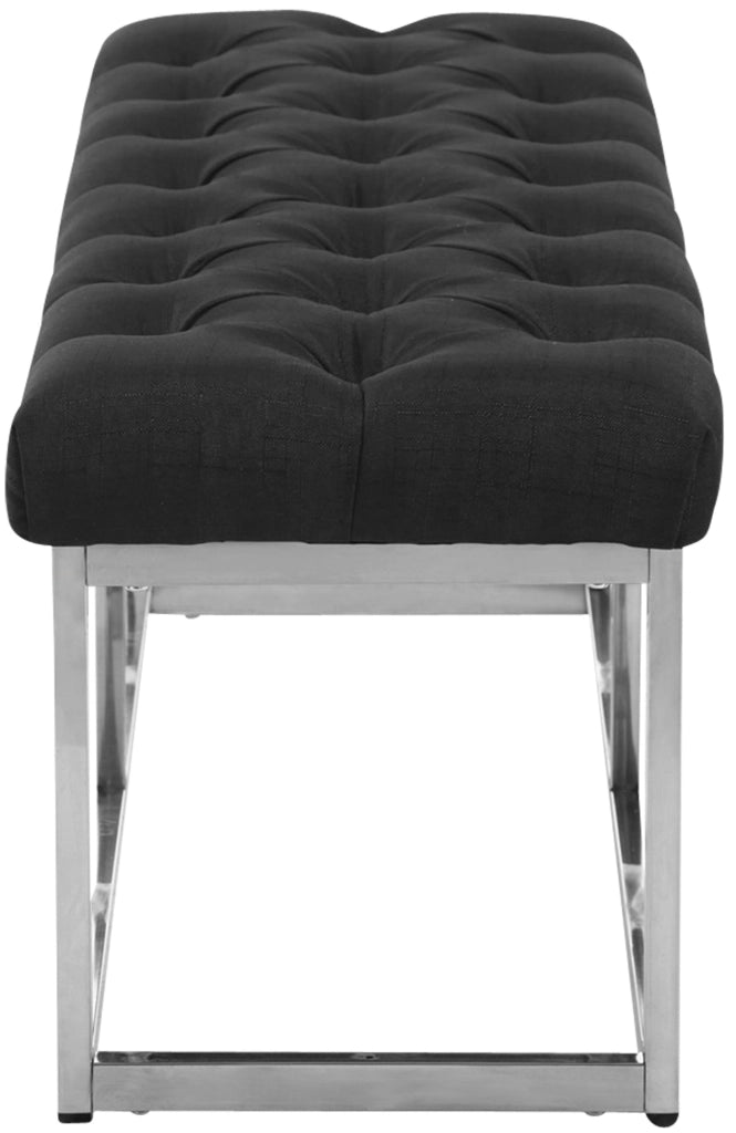 Panca AMUN in tessuto e acciaio inox grigio scuro,120 cm