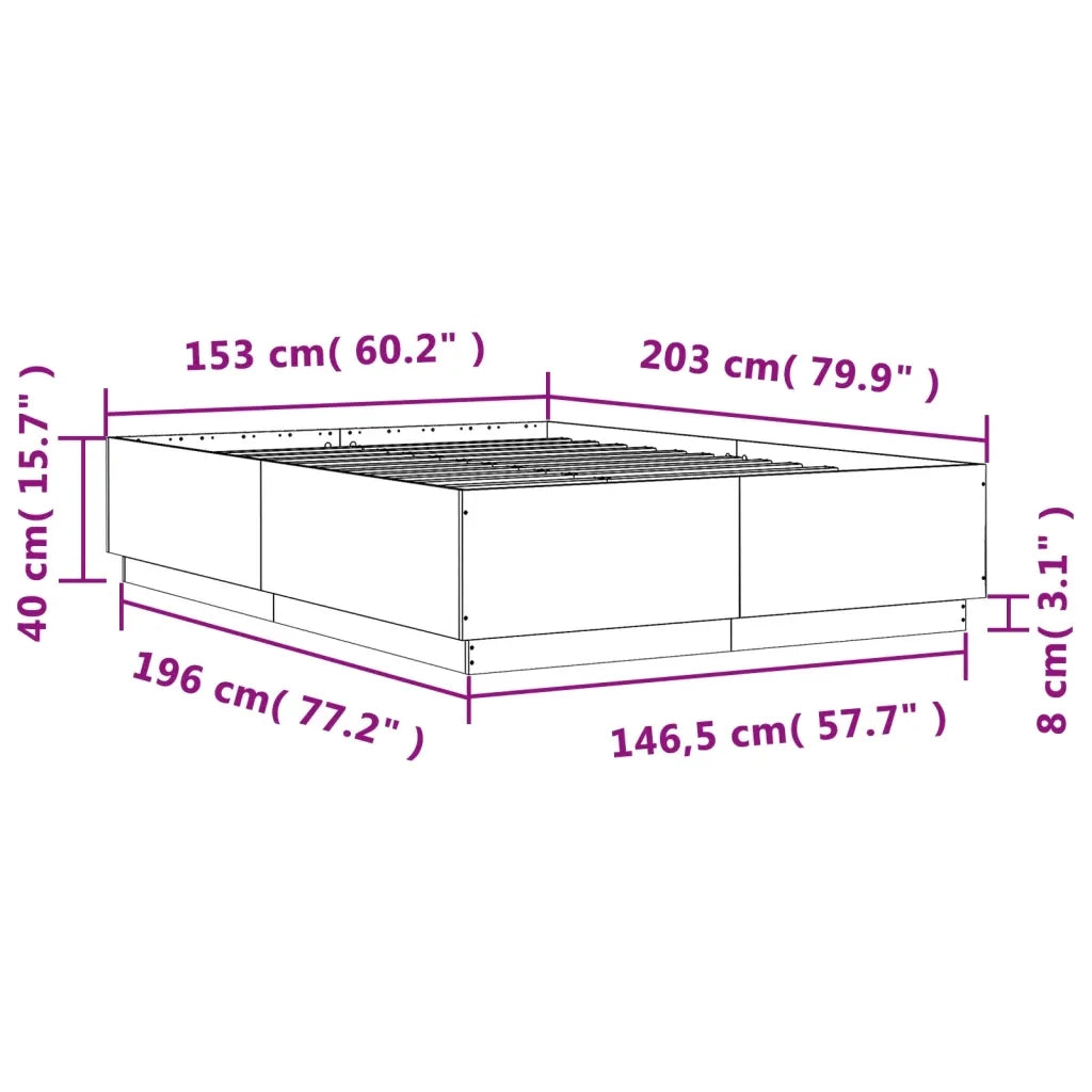 Giroletto-Struttura Letto Rovere Sonoma 150x200 cm in Legno Multistrato 609069
