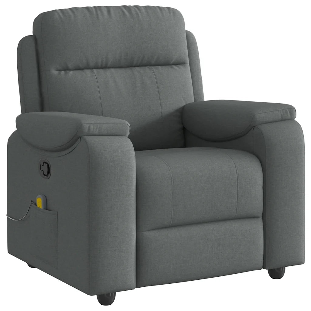 Poltrona Massaggiante Reclinabile Grigio Scuro in Tessuto 4015691