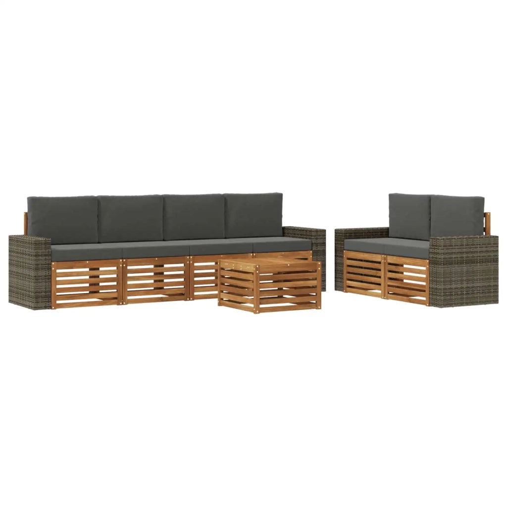 Set di divani da esterno 7 pz Naturale e Antracite 3384068