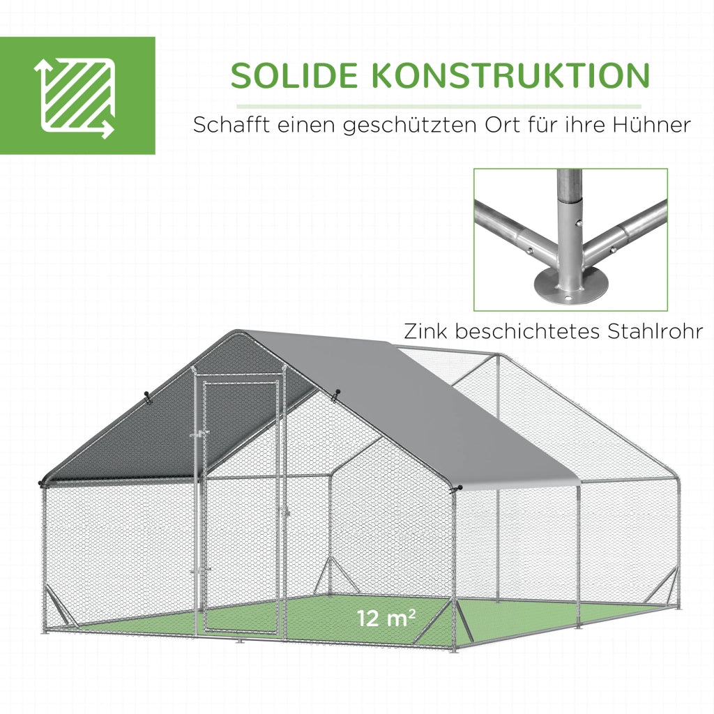 Pollaio con tettoia e recinto ¨C zephmum ¨C grigio 3x2x2 m