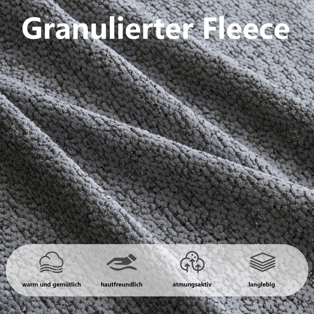 Divano modulare a U 4 posti con 2 pouf componibili seduta profonda design ergonomico in pile granulato grigio