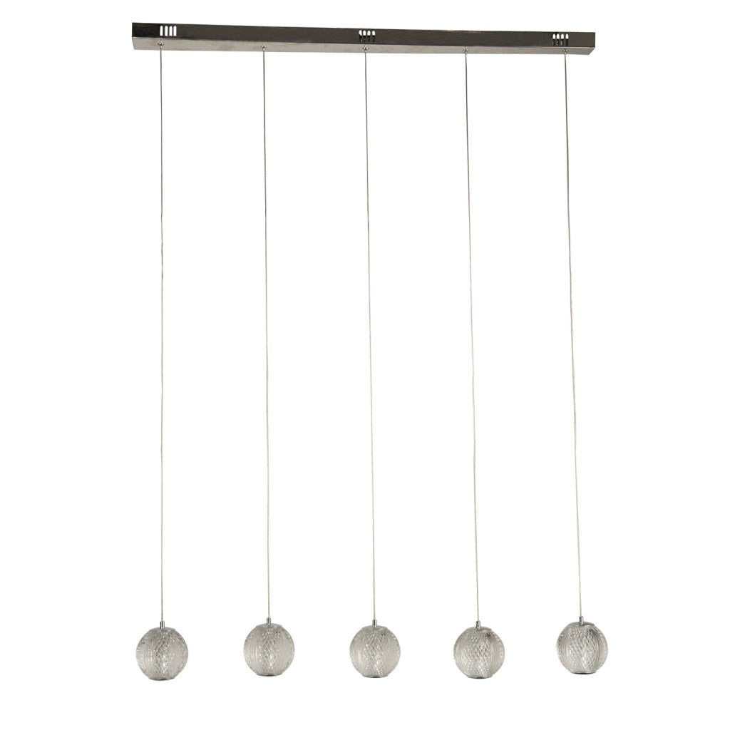 Lampadario Lineare Contemp Fascino Acciaio Cromo Policarbonato Led 28W 3000K