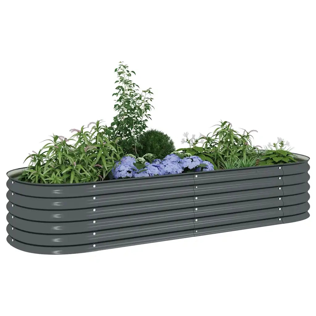 Letto Rialzato Giardino 240x80x44 cm in Acciaio Zincato Grigio 45528