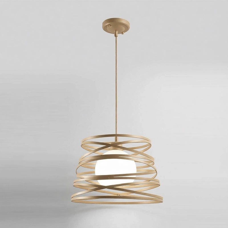 Lampadario moderno sospensione fasce intrecciate ferro opaco attacco E27 max 1x60W lunghezza filo 100cm tavolo cucina 230V TORTORA