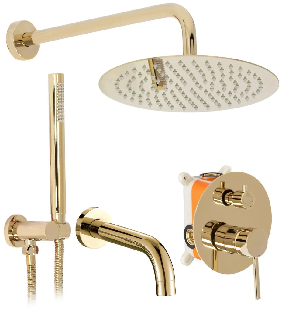 Set Da Vasca-doccia Da Incasso Rea Lungo Gold + Box