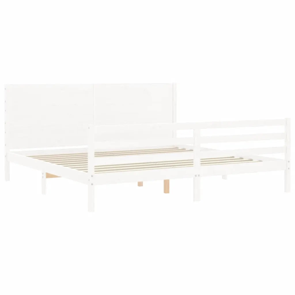Giroletto con Testiera Bianco 200x200 cm in Legno Massello