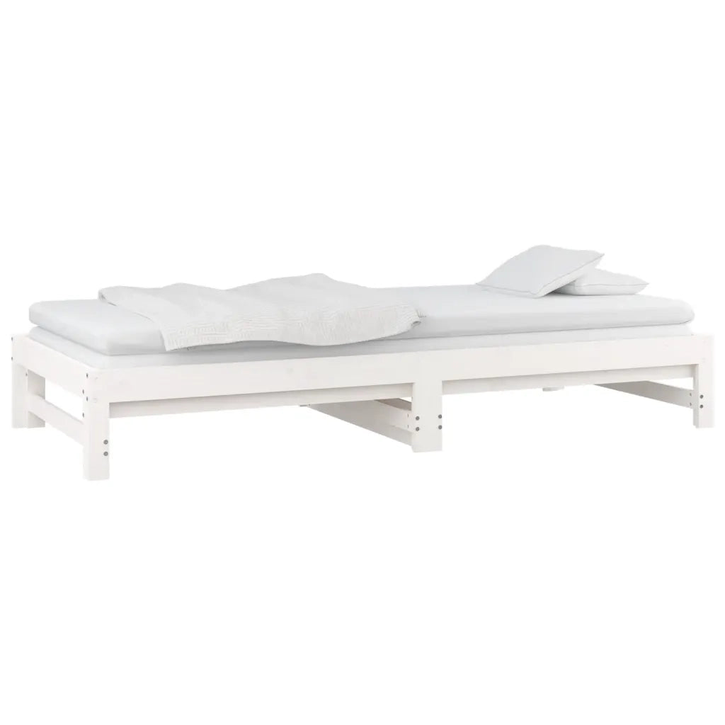 Letto singolo | Letto per adulti | Dormeuse Estraibile Bianca 2x(90x190) cm Legno Massello di Pino
