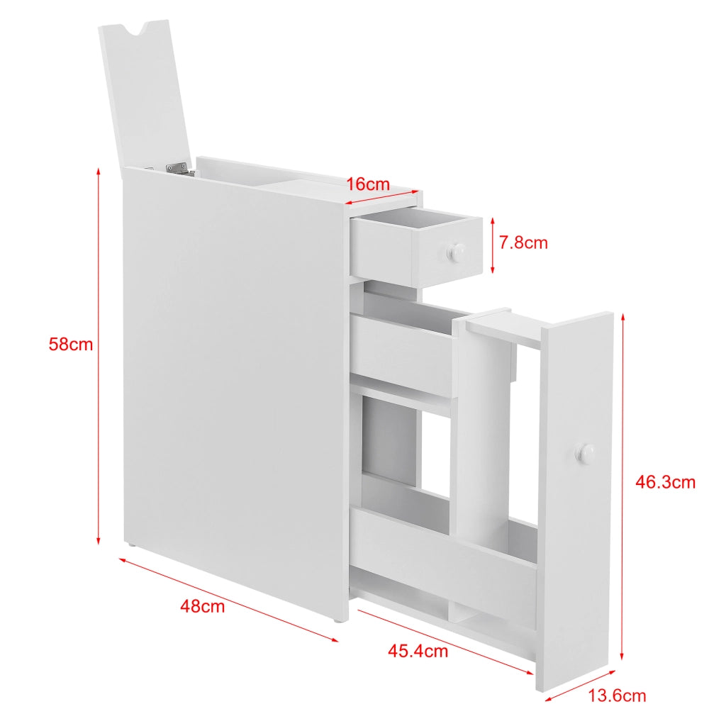 Armadietto da Bagno Kihniö con Cassetti e Scomparti Estraibili - Bianco [en.casa]