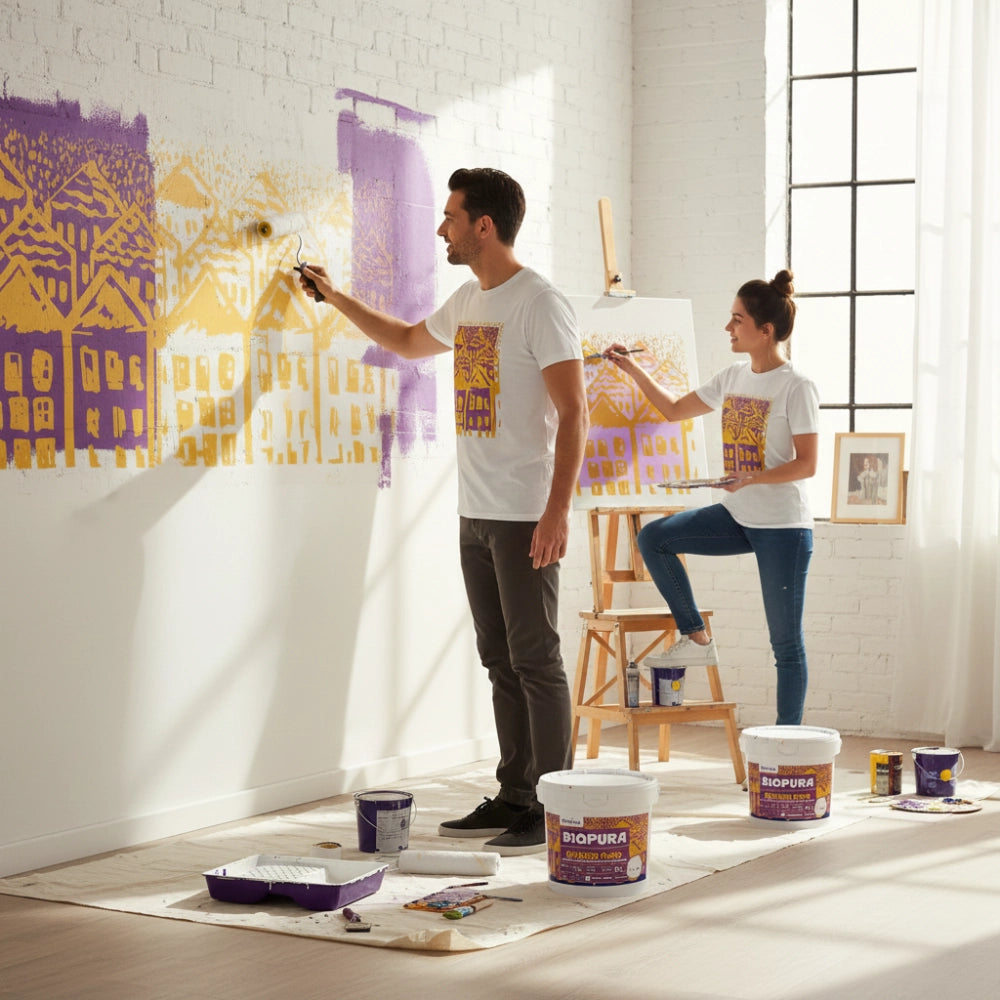 Kit pittura murale quarzo puro 5l e t-shirt cromika smiling houses *** misura small - s, confezione 1