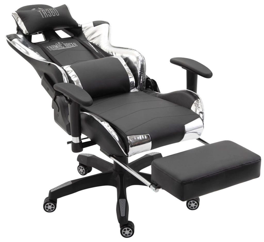 Sedia gaming ufficio Turbo bianco/nero,Finta pelle (metallizzata)