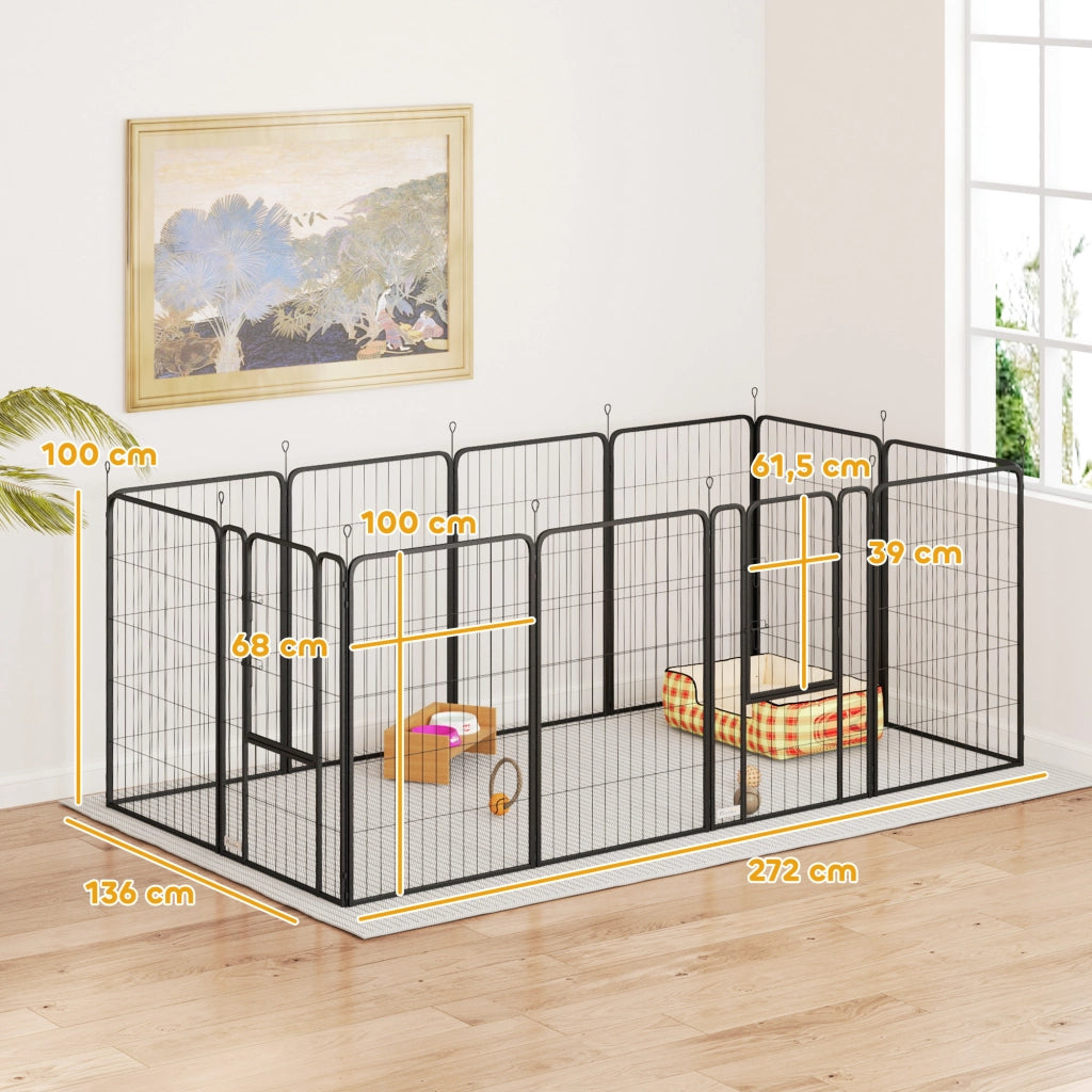 Recinzione per Cani 12 Pannelli ¨C zephmum ¨C Nero 100 cm
