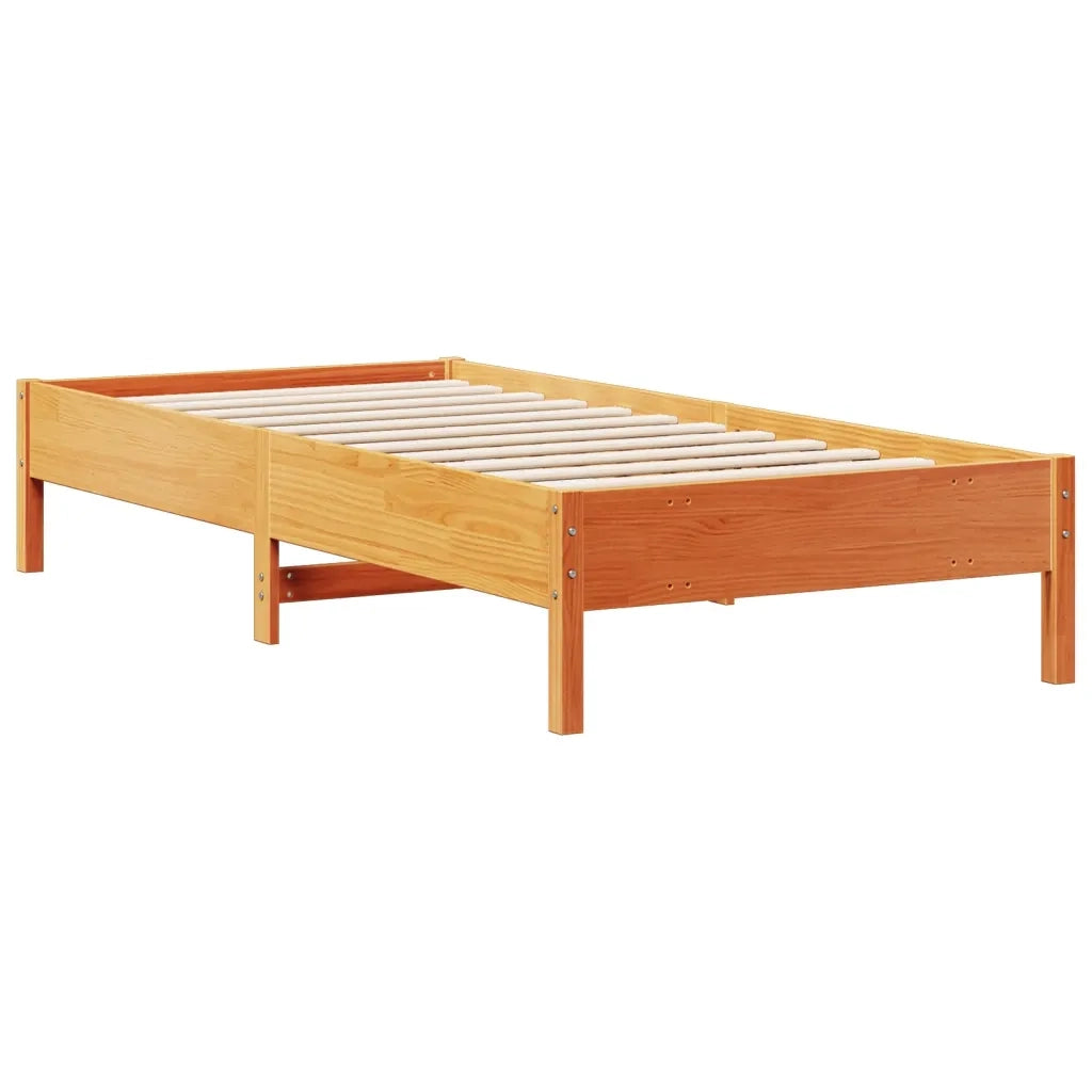 Letto Libreria senza Materasso Marrone Cera 75x190 cm in Pino 3322935