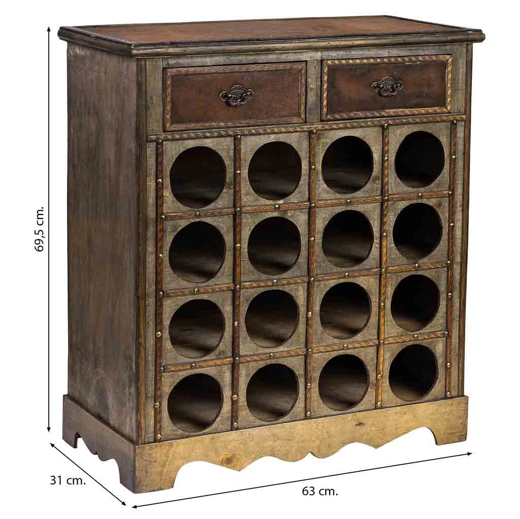Baul porta bottiglie in legno marrone 63x31x69,5h cm