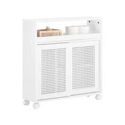 Mobile Nicchia Con Ruote Carrellino Salvaspazio Con Due Ante Scorrevoli In Rattan Mobile Bagno Bianco 20x65x70cm BZR119-W SoBuy