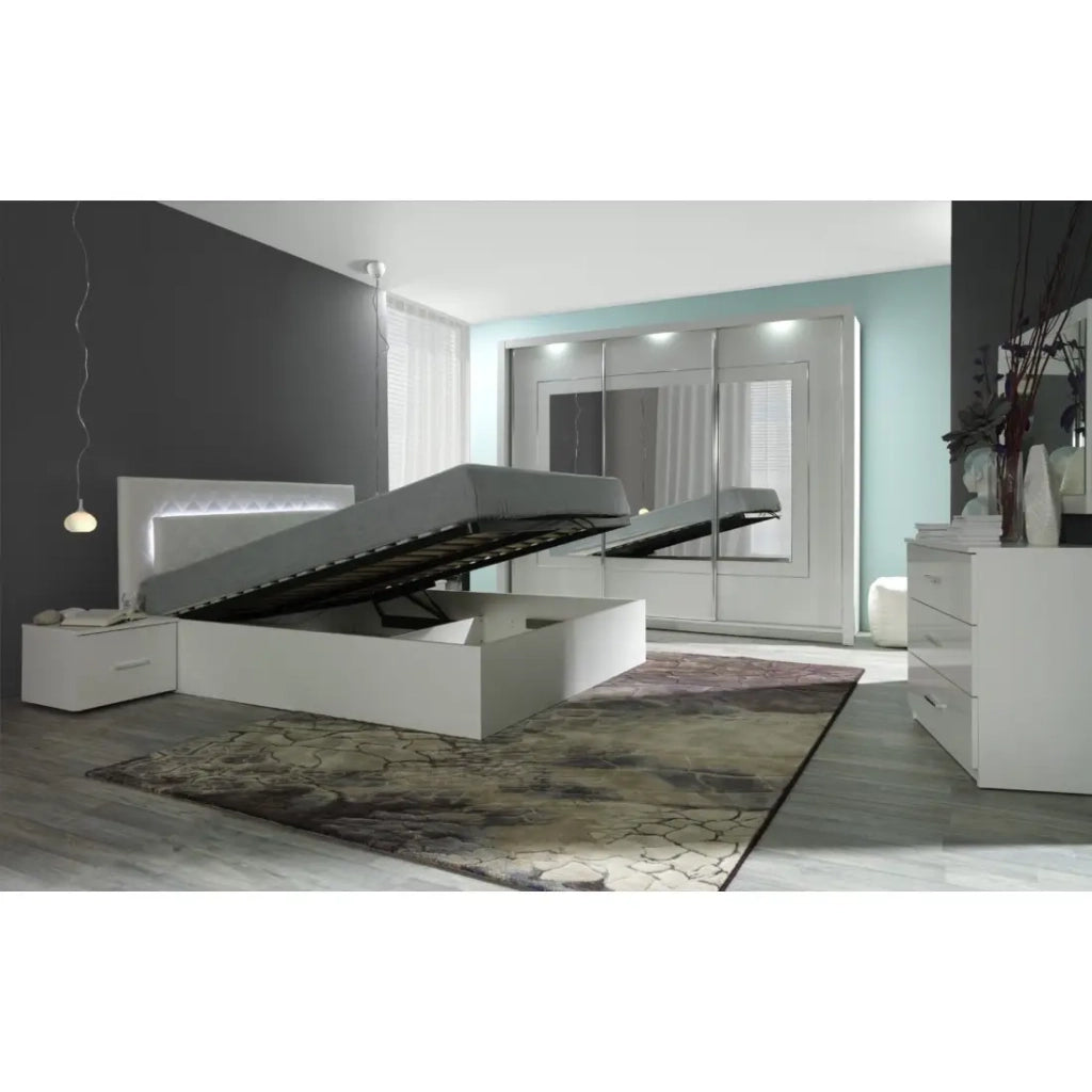 Letto contenitore PANAREA – 2 posti 180x200 cm con doghe – Bianco alpino
