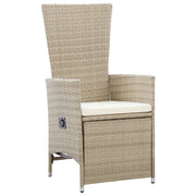 Sedie da Giardino Reclinabili 2 pz | Sedie da Esterno con Cuscini Polyrattan Beige