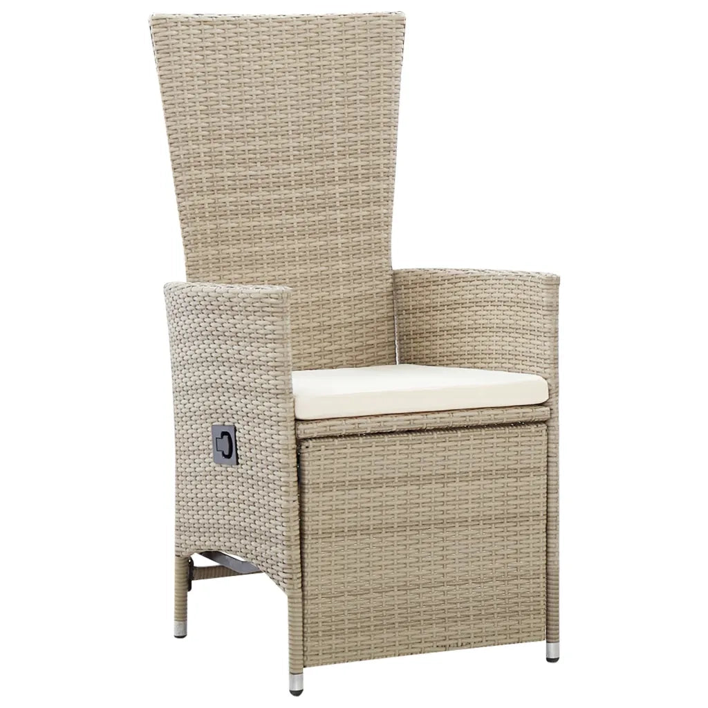 Sedie da Giardino Reclinabili 2 pz | Sedie da Esterno con Cuscini Polyrattan Beige
