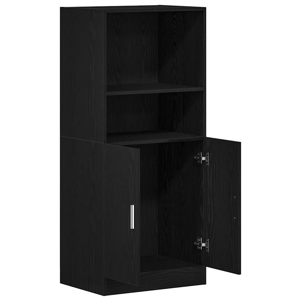Mobile da cucina-Armadio da cucina Nero 57x41,5x131,5 cm in Truciolato