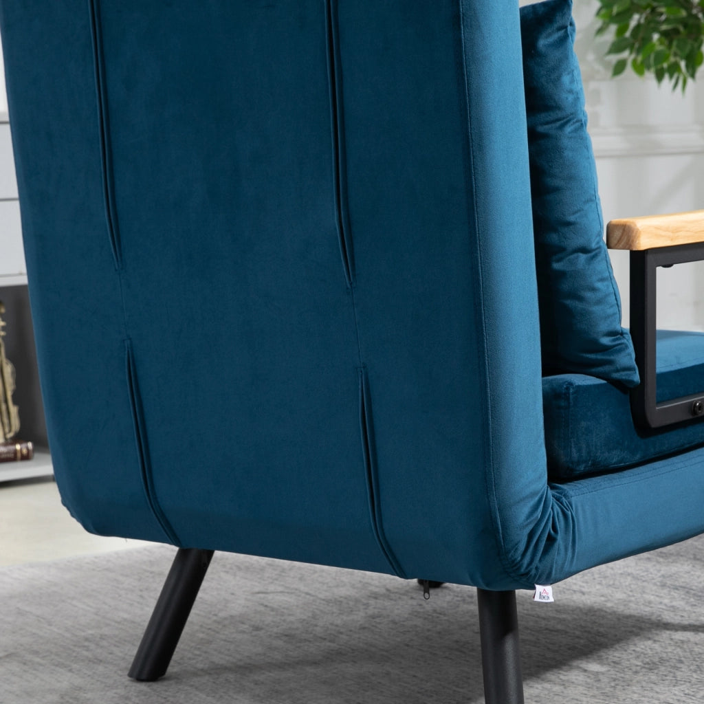 POLTRONA Letto reclinabile 63x73x81 cm Poliestere Blu con cuscino