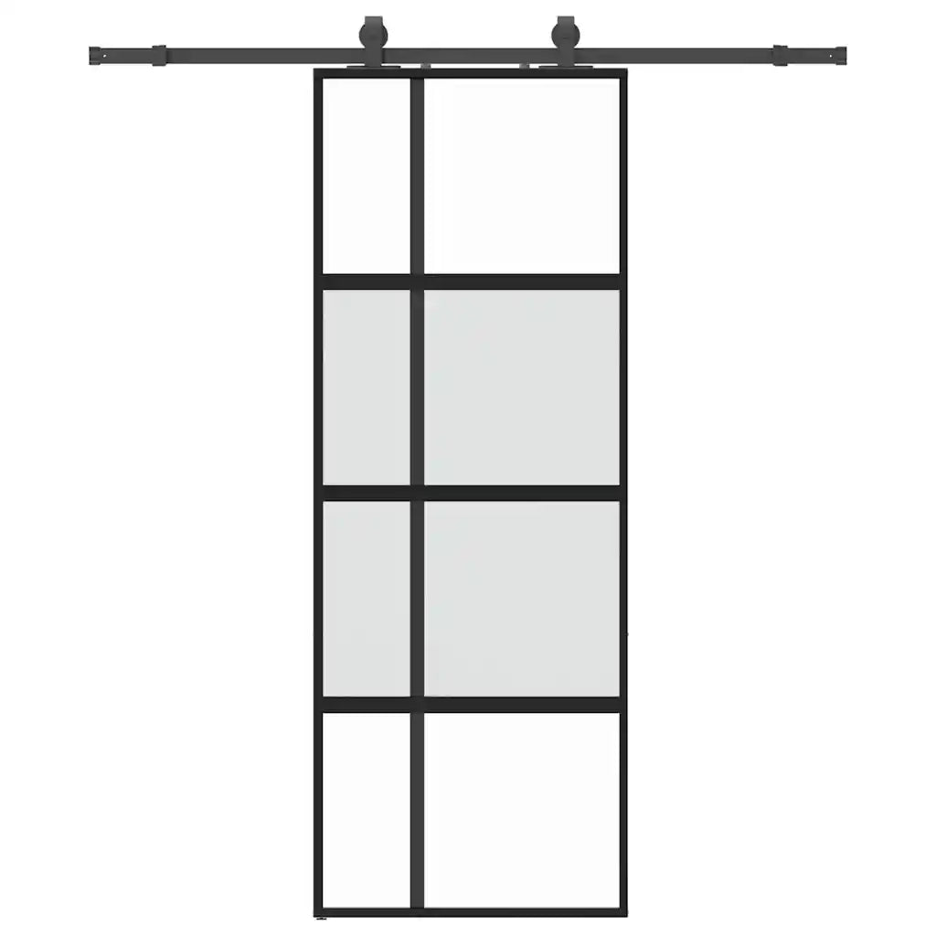 Porta Scorrevole Set Ferramenta Nera 76x205 cm Vetro Temperato