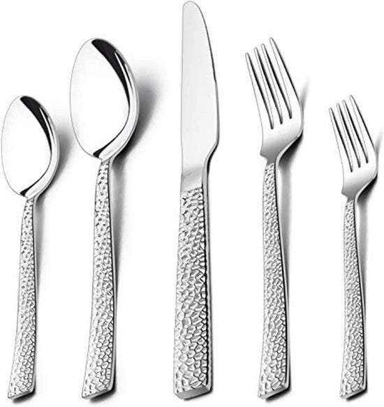 Set di accessori in acciaio inossidabile da 30 pezzi con coltelli, forchette e cucchiai per 6 persone - Finestra alta, ideale per uso domestico, feste e ristoranti