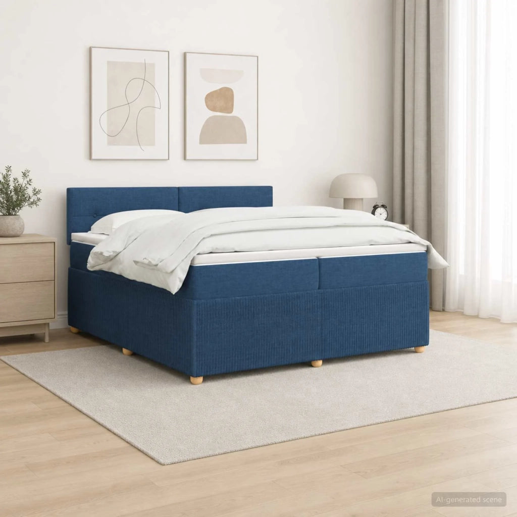 Letto box spring con materasso Blu 200 x 200 cm Tessuto 3453015