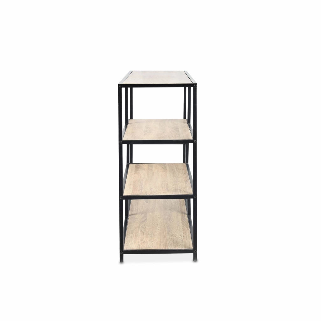 Libreria industriale in metallo ed effetto legno, 5 livelli, marrone