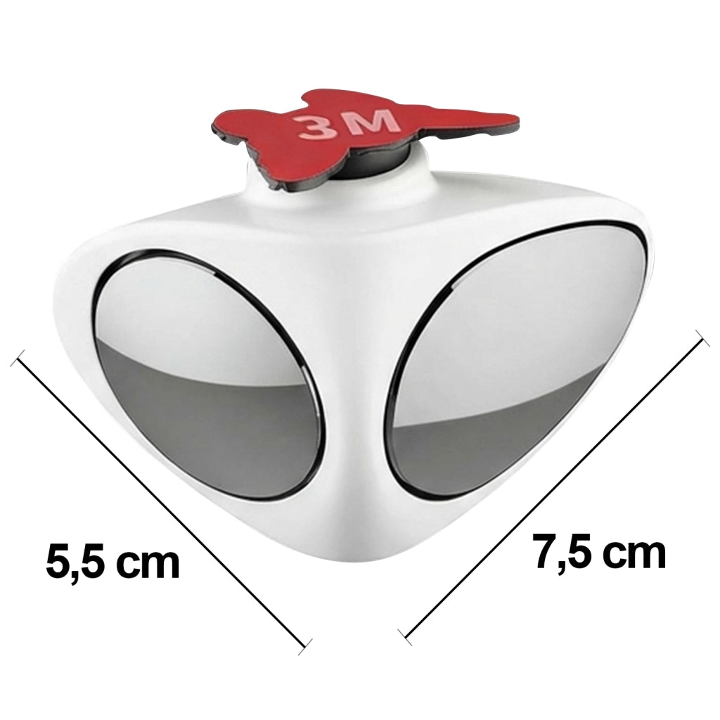 Specchio Auto Ausiliario Doppia Visione Destra Regolabile 360° Bianco / Grigio Avizar