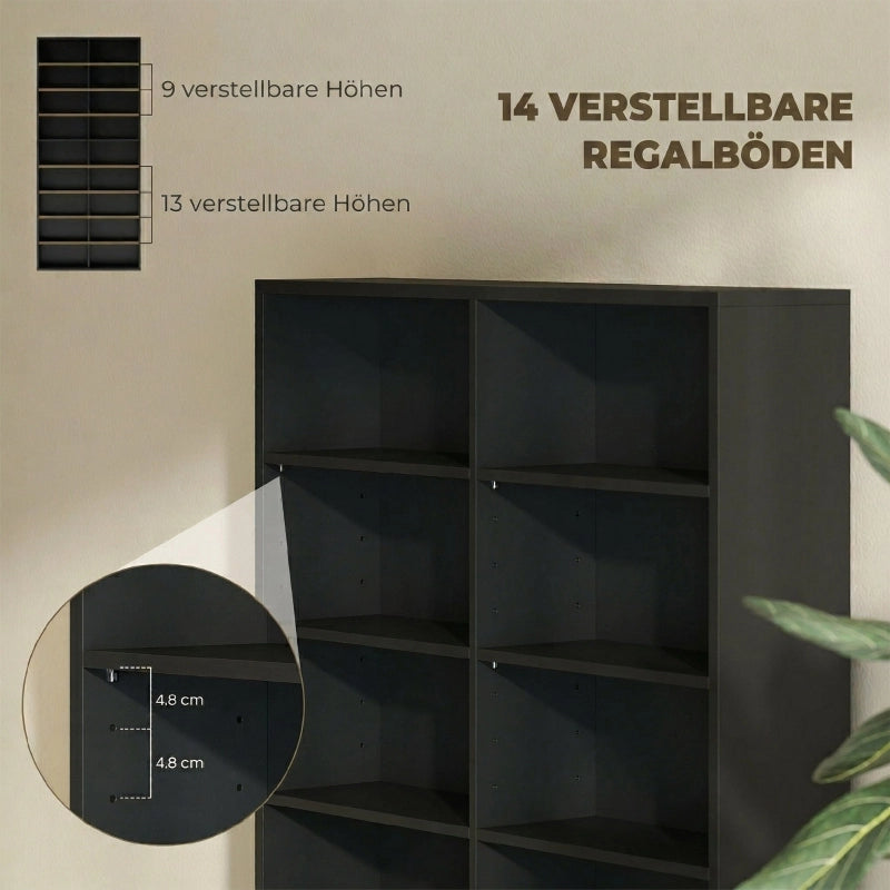 SCAFFALE CD Con 18 Ripiani 175x78,5x24 cm Nero Legno