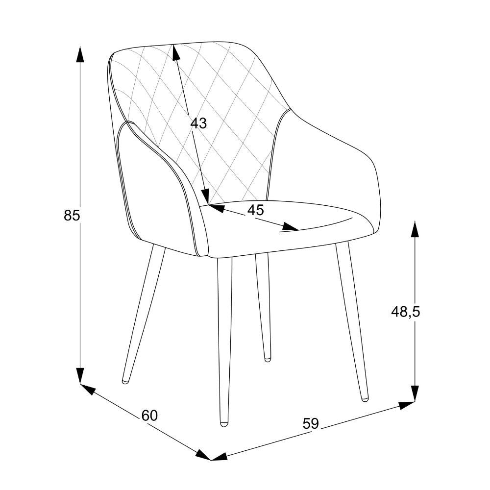 Set 2 Sedie Rarra in tessuto tortora con schienale geometrico e gambe nere – Comfort per ambienti moderni
