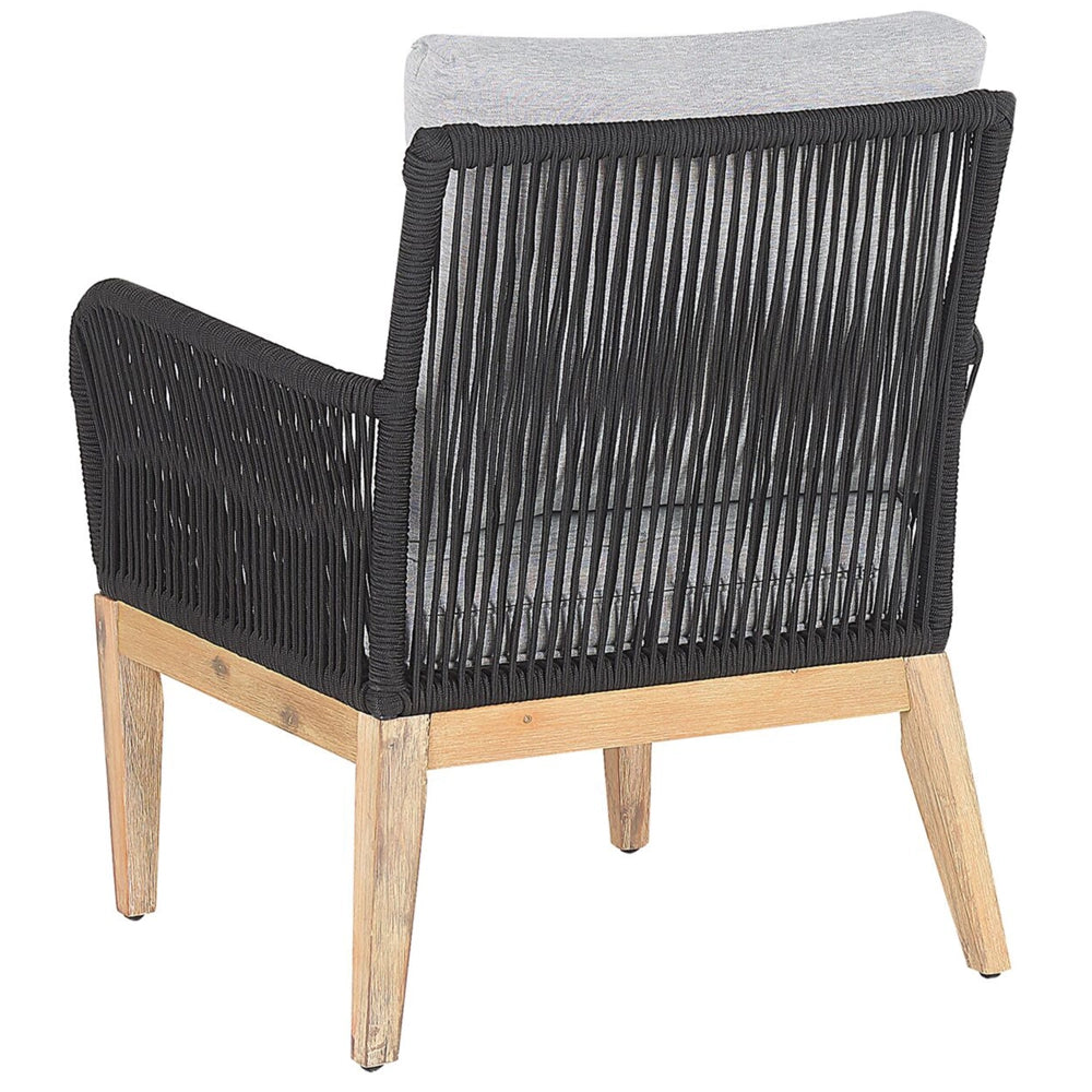Set Conversazione Giardino Legno Acacia Grigio Cuscini Moderni da Esterno 4 Posti con Tavolino