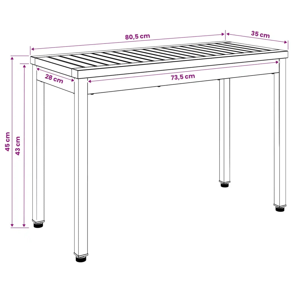 Panchina da giardino 80,5 x 35 x 45 cm Legno di Acacia Massello 901747