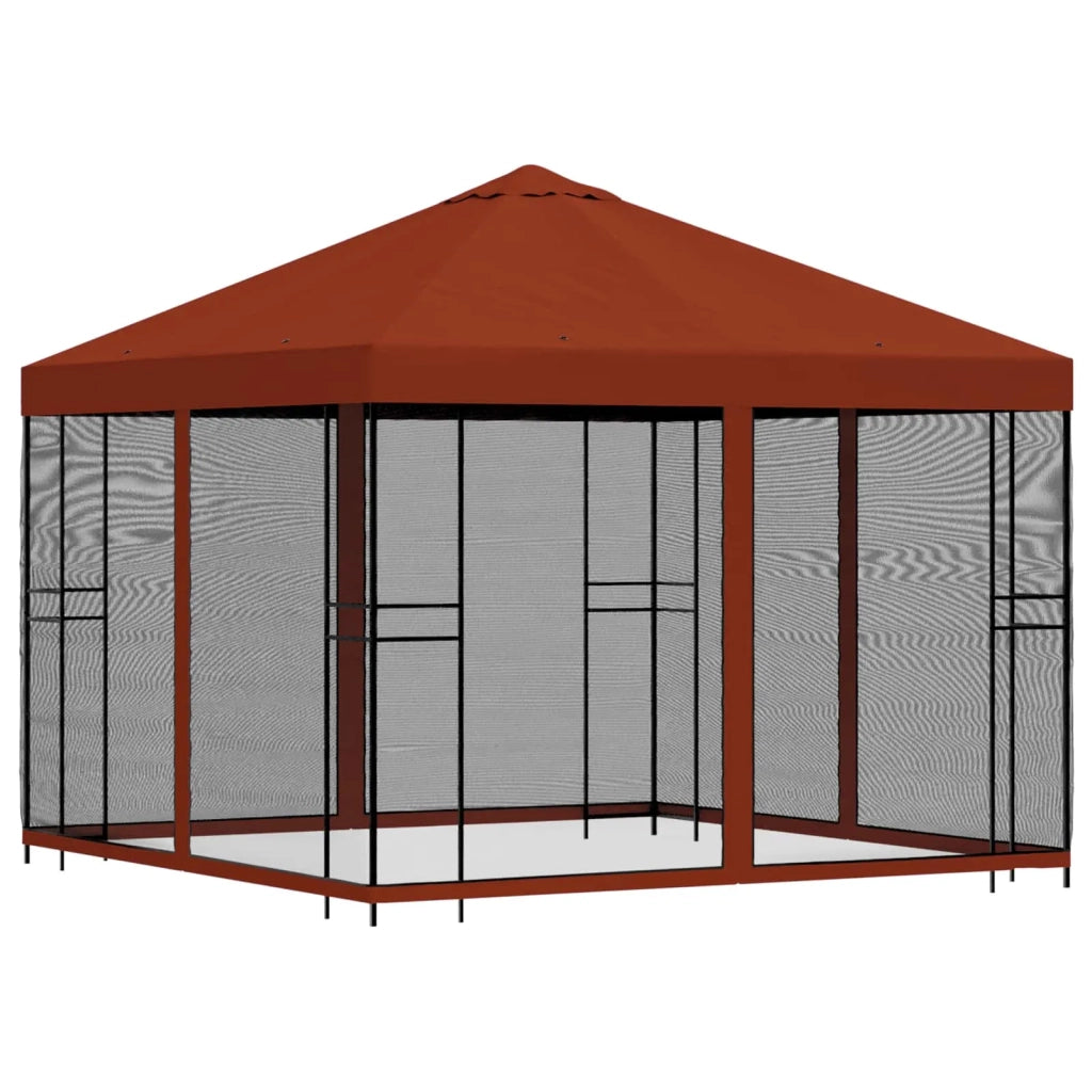 Gazebo da giardino con pareti laterali 3 x 3 m Terracotta 900340